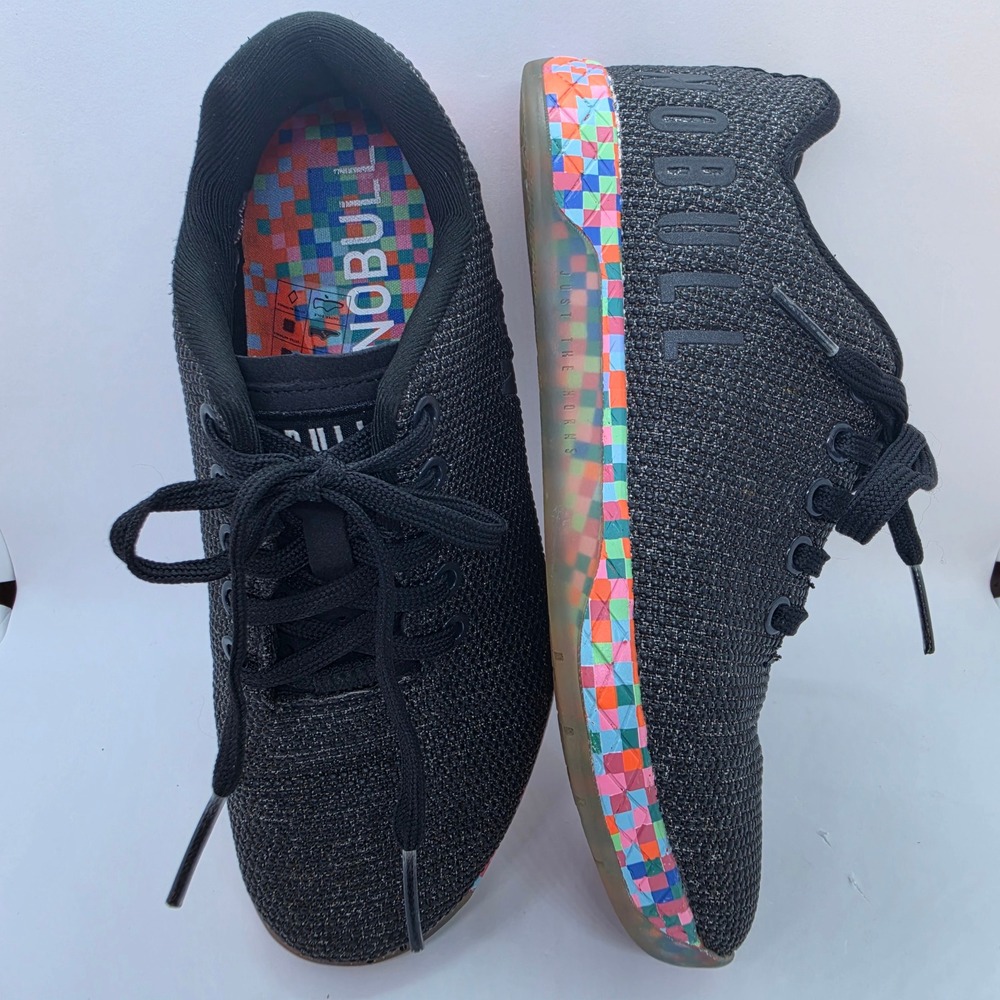 NOBULL Black Pixel Trainer SuperFabric Cross Training Shoes Womens 6 Mens 4.5